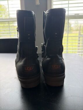UGG Black Leather Waterproof Mid-Calf Boots